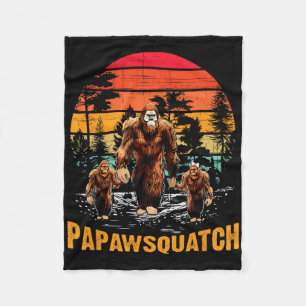 Papaw Squatch Funny Bigfoot Dad Sasquatch Yeti Ret Fleece Blanket