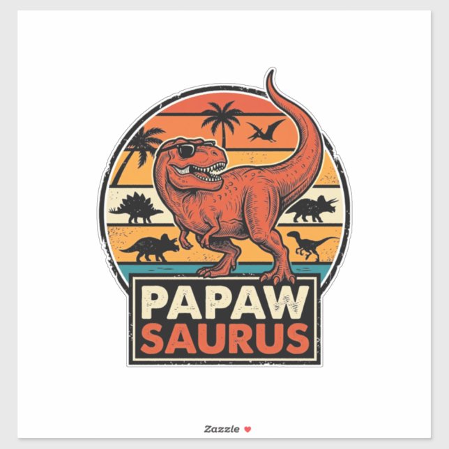 Papawsaurus Retro Dinosaur Sunset Vector Design_1 (Sheet)