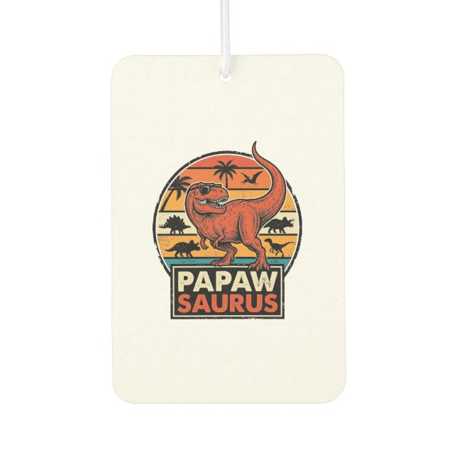 Papawsaurus Retro Dinosaur Sunset Vector Design_1 Air Freshener (Front)