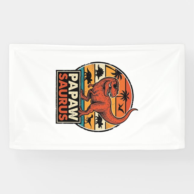 Papawsaurus Retro Dinosaur Sunset Vector Design_1 Banner (Horizontal)