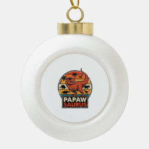 Papawsaurus Retro Dinosaur Sunset Vector Design_1 Ceramic Ball Christmas Ornament