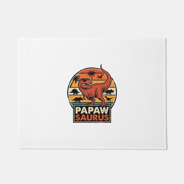 Papawsaurus Retro Dinosaur Sunset Vector Design_1 Doormat (Front)