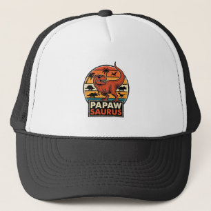 Papawsaurus Retro Dinosaur Sunset Vector Design_1 Trucker Hat