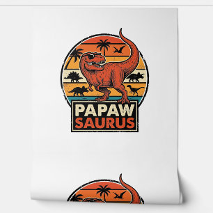 Papawsaurus Retro Dinosaur Sunset Vector Design_1 Wallpaper