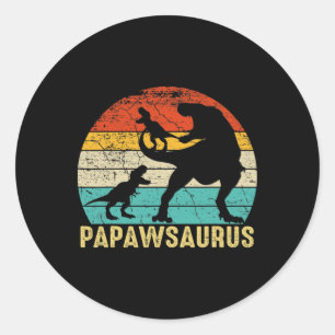 Papawsaurus Rex Papaw Dinosaur 2 Kids Fathers Day  Classic Round Sticker