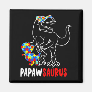 Papawsaurus T Rex Dinosaur Autism Awareness Papaw Magnet