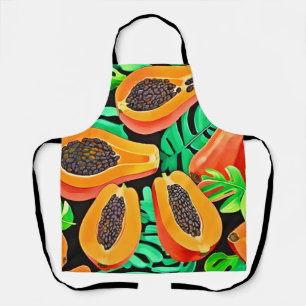 Papaya and Leaves Fresh Pattern Apron