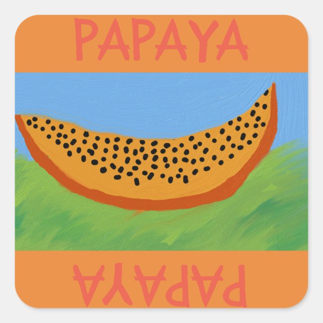 papaya cartoon draw square sticker (Front)