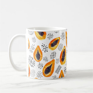 Papaya fruit: abstract watercolor pattern. coffee mug