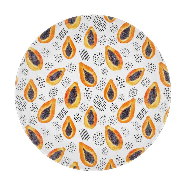 Papaya fruit: abstract watercolor pattern. cutting board (Front)