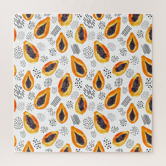 Papaya fruit: abstract watercolor pattern. jigsaw puzzle (Vertical)