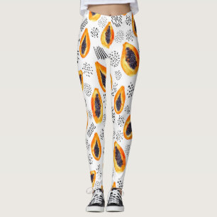 Papaya fruit: abstract watercolor pattern. leggings