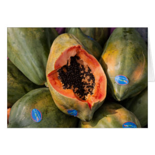 Papaya Fruit coupé Open Black Graines Carte de voe