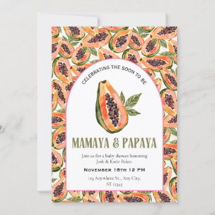 Papaya Fruit Watercolor Baby Shower Invitation