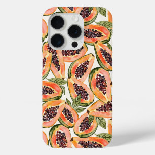 Papaya Fruit Watercolor iPhone 15 Pro Case