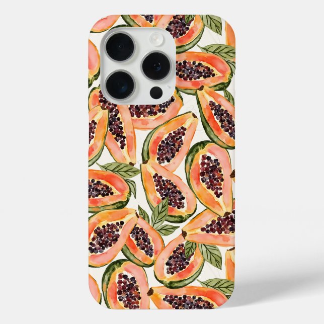 Papaya Fruit Watercolor Case-Mate iPhone Case (Back)