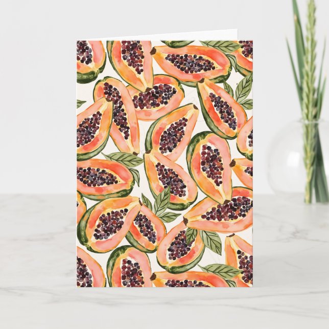 Papaya Fruit Watercolor Thank You Card (Front)