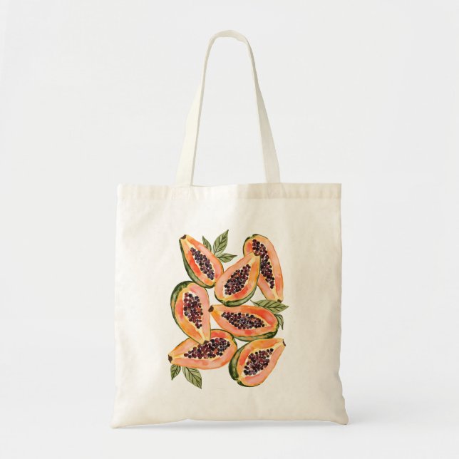 Papaya Fruit Watercolor Tote Bag (Front)