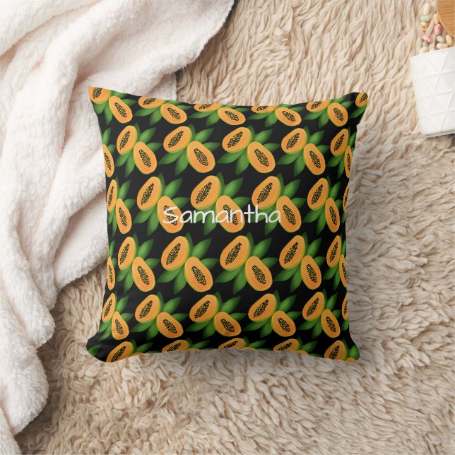 Papaya Fruit Wrapping Paper Throw Pillow (Blanket)