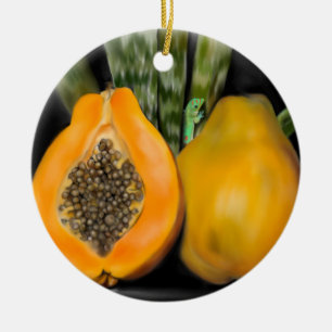 Papaya Gecko Ceramic Ornament