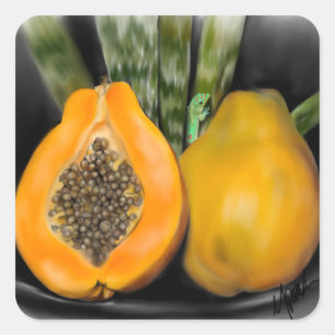 Papaya Gecko  Square Sticker