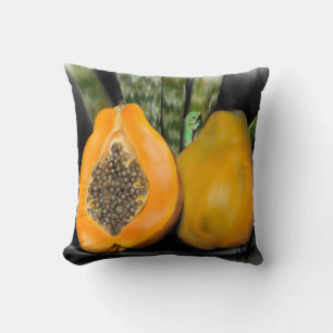 Papaya Gecko Throw Pillow