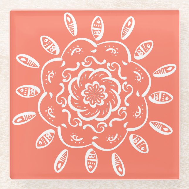 Papaya Glass Coaster (Front)