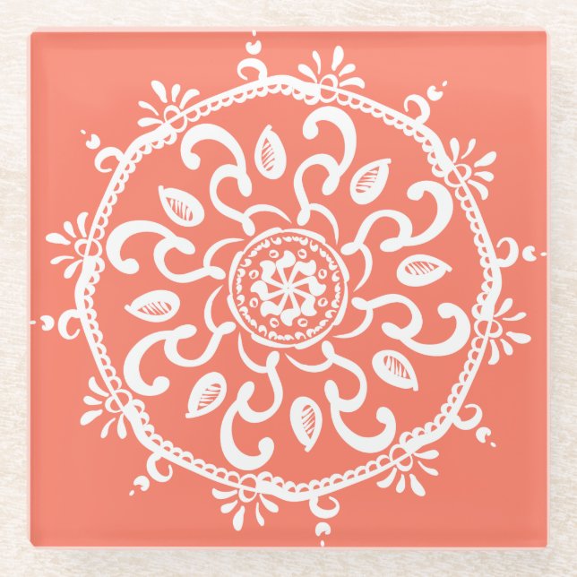 papaya glass coaster (Front)