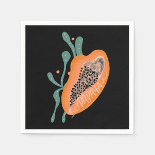 Papaya Hand Drawn Lettering Tropical Fruit Napkin