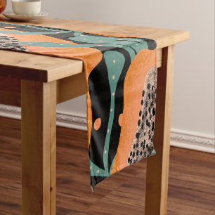 Papaya Hand Tropical Fruit Abstract Pattern Short Table Runner
