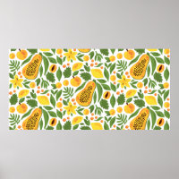 Papaya lemon peach mango fruits exotic tropic seam