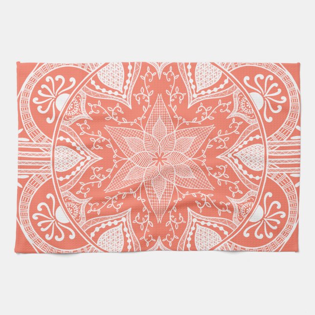 Papaya Mandala Kitchen Towel (Horizontal)