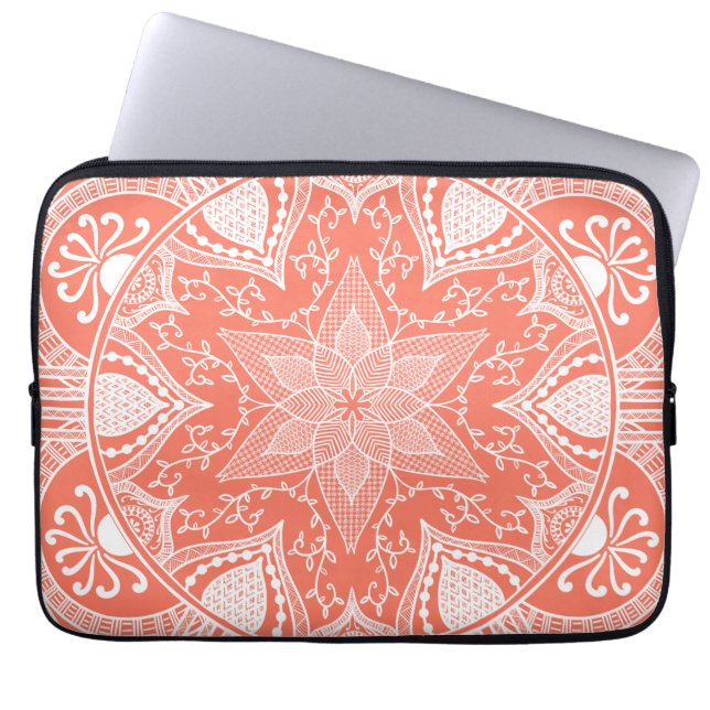 Papaya Mandala Laptop Sleeve (Front)