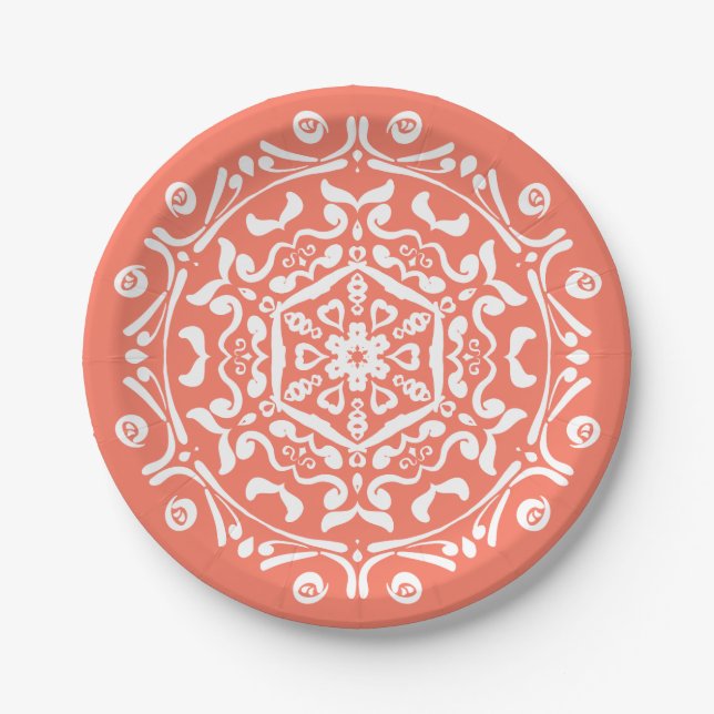 Papaya Mandala Paper Plate (Front)