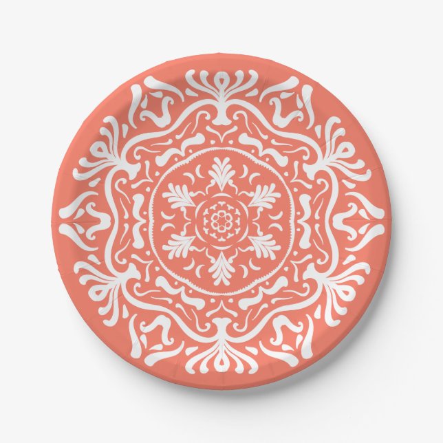 Papaya Mandala Paper Plate (Front)