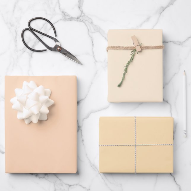Papaya Nectar Glow Peach Shades 3 Tones Wrapping Paper Sheet (Front)