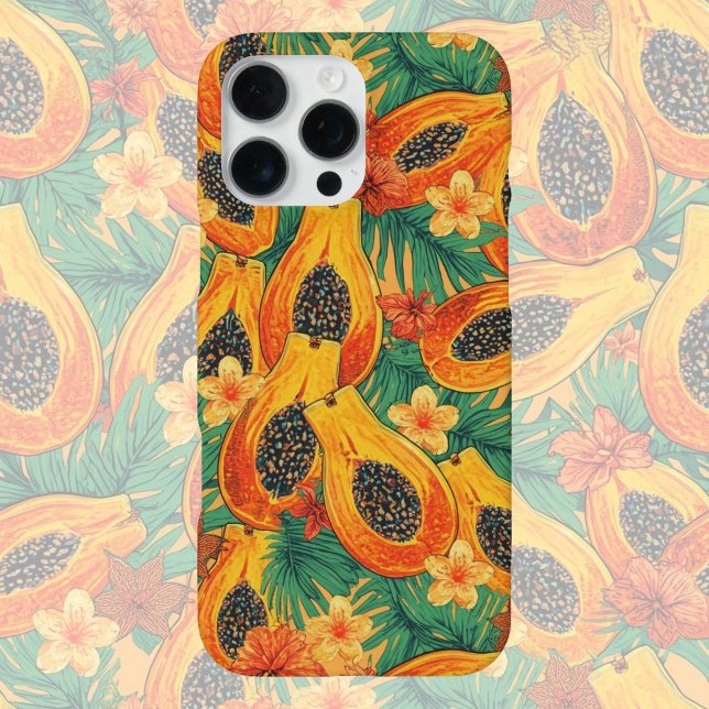 Papaya Paradise | Tropical Watercolor Fruit  iPhone Case (Creator Uploaded)
