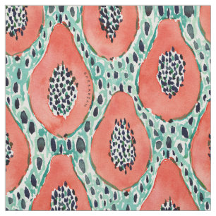 PAPAYA PARTY Watercolor Tropical Fruit Fabric