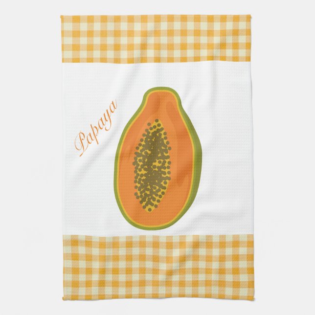 Papaya Plaid Kitchen Towel (Vertical)