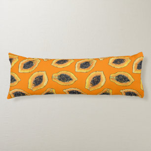 Papaya slices on orange body pillow