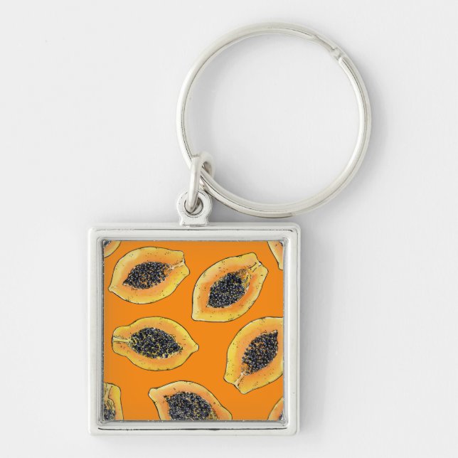 Papaya slices on orange keychain (Front)