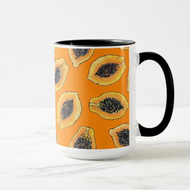 Papaya slices on orange mug (Right)