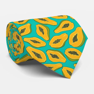 Papaya slices on turquoise tie
