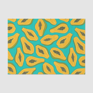 Papaya slices on turquoise tissue paper