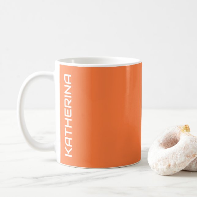 Papaya Solid Colour | Classic Personalized  Coffee Mug (With Donut)