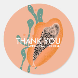 Papaya Tropical Fruit Abstract Thank You Classic Round Sticker