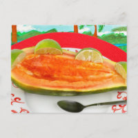 Papaya with Lime with Tropical View Painting