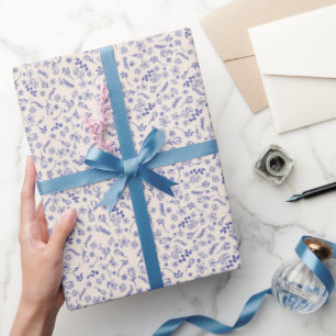 Papel De Regalo Blue Floral Wrapping Paper Elega