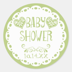Papel Picado Baby Shower Lime Fiesta Envelope Classic Round Sticker