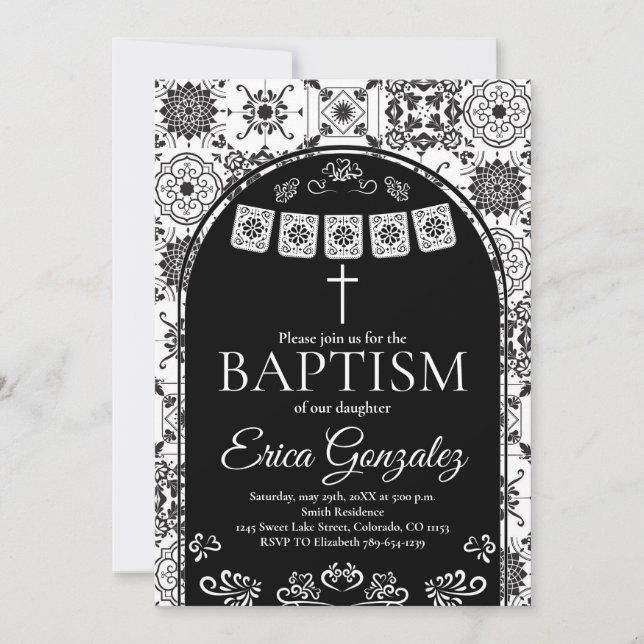 Papel Picado Baptism Talavera Invitation   (Front)